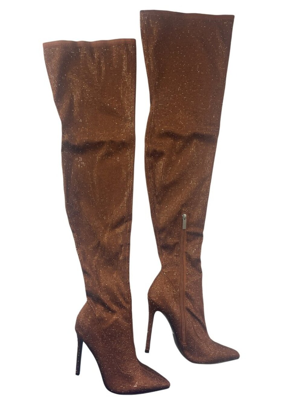 ASOS Over The Knee Copper Rhinestone Embellished Stiletto Boots Size 8 US NWB - Picture 1 of 8